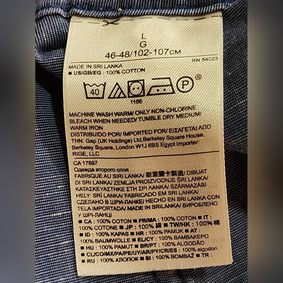 Banana Republic Grant Fit Blue Speckled Cotton Shirt Size L Long Sleeve - Picture 8 of 8